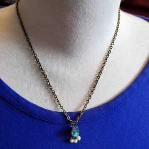 16" Bronze Chain Small Round Bead Pendant Necklace